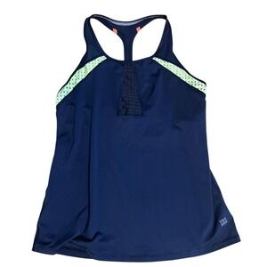 VSX Victoria Sport Tank Top Racerback Athletic‎ Neon Trim Navy Blue Size M